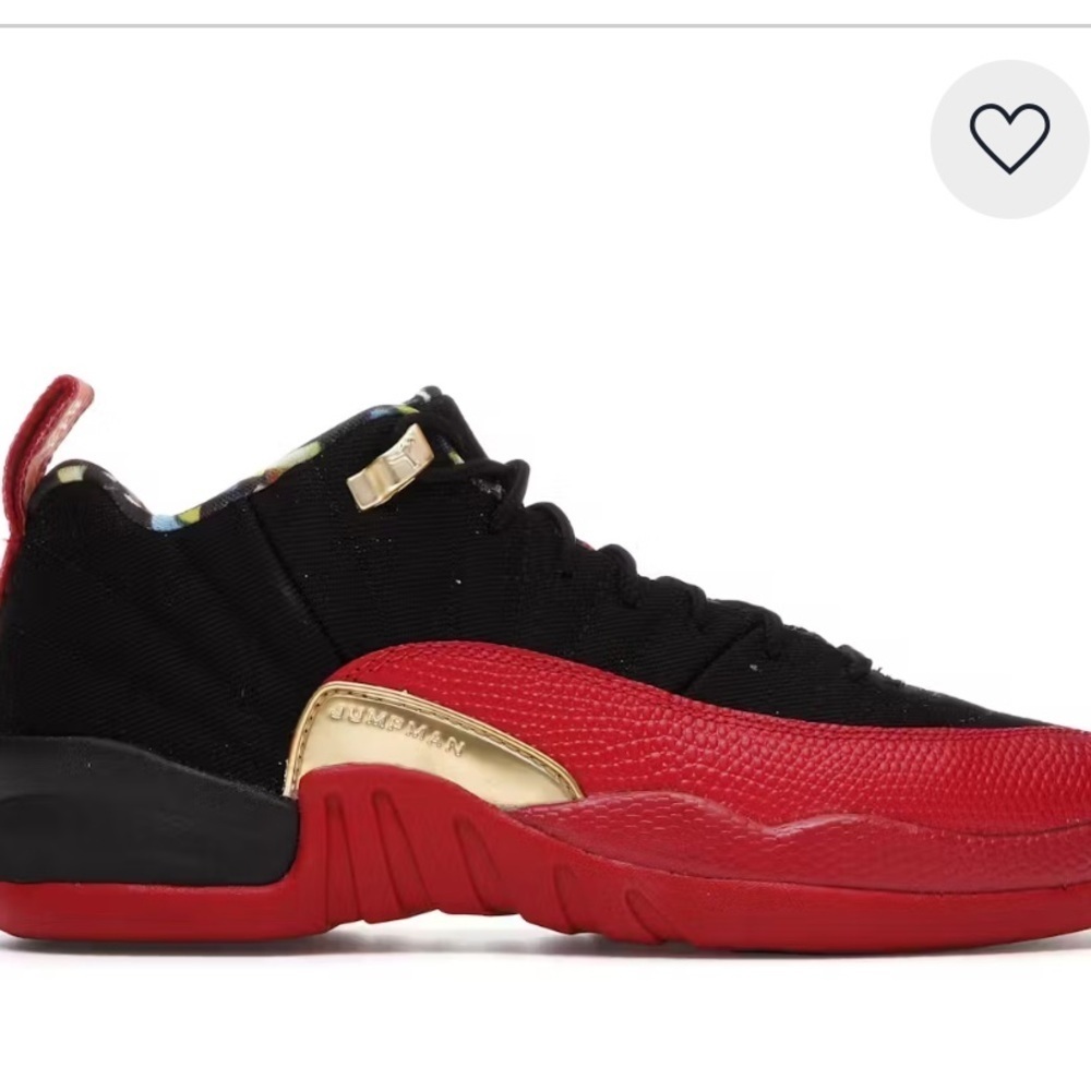 Jordan Athletic Shoes in Black and Red with Gold Highlights - Picture 3 of 14